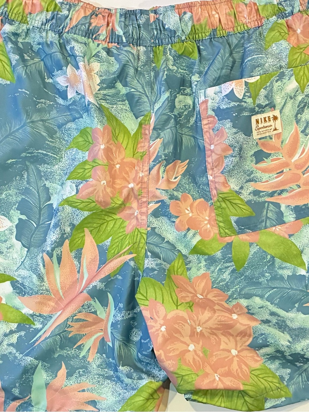 Nike men’s  Floral Drawstring Shorts - Blue, Pink & Green - Picture 3 of 3